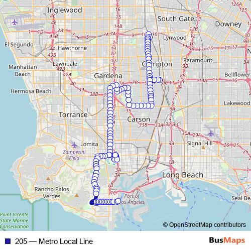 205 bus Line Map