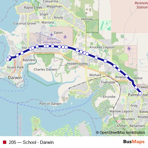 205 bus Line Map