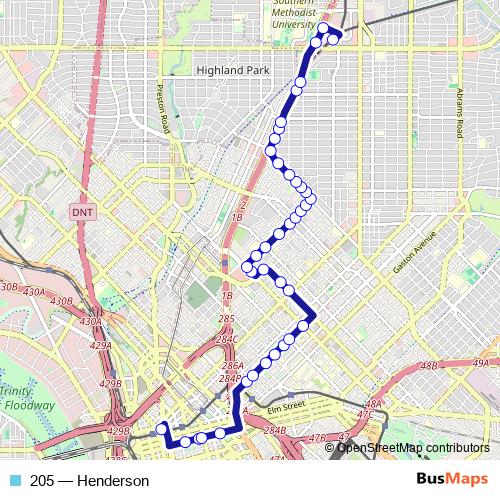 205 bus Line Map
