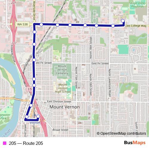 205 bus Line Map