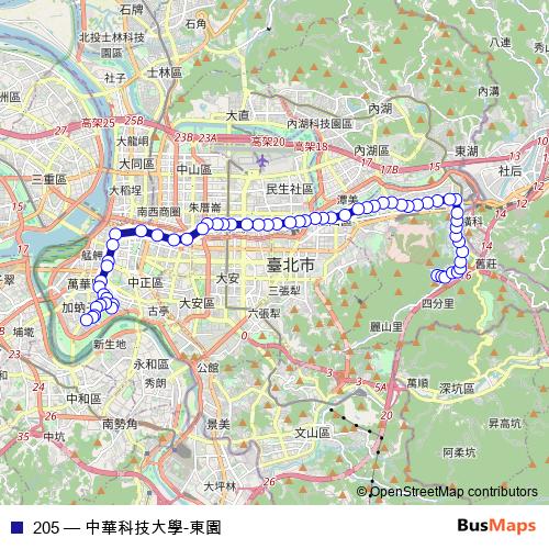 205 bus Line Map