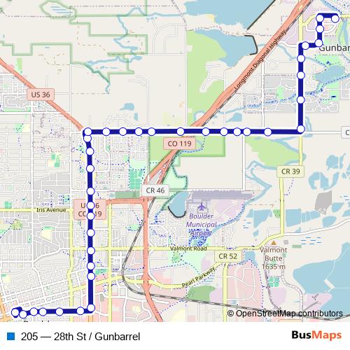 205 bus Line Map