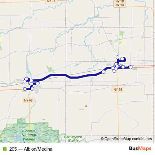205 bus Line Map