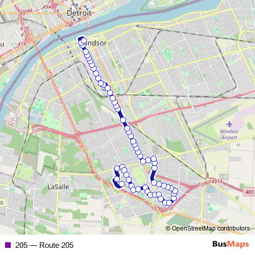 205 bus Line Map