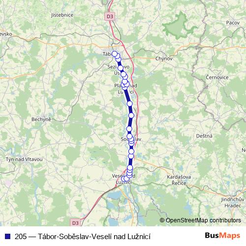 205 bus Line Map