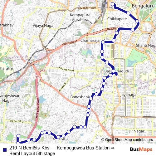 210-N Beml5ts-Kbs bus Line Map