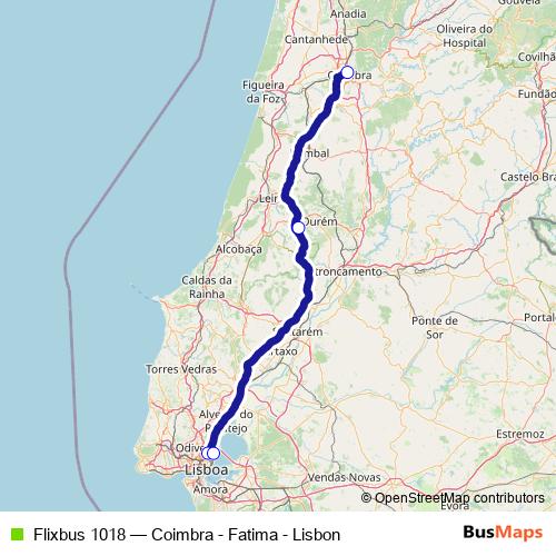 Flixbus 1018 bus Line Map