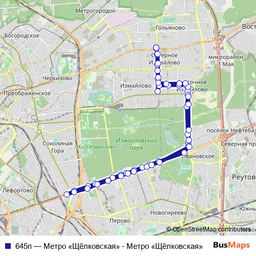 645п bus Line Map