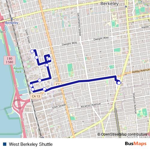West Berkeley Shuttle bus Line Map