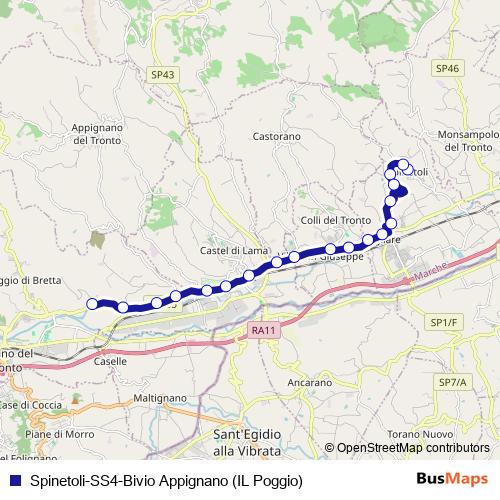 Spinetoli-SS4-Bivio Appignano (IL Poggio) bus Line Map