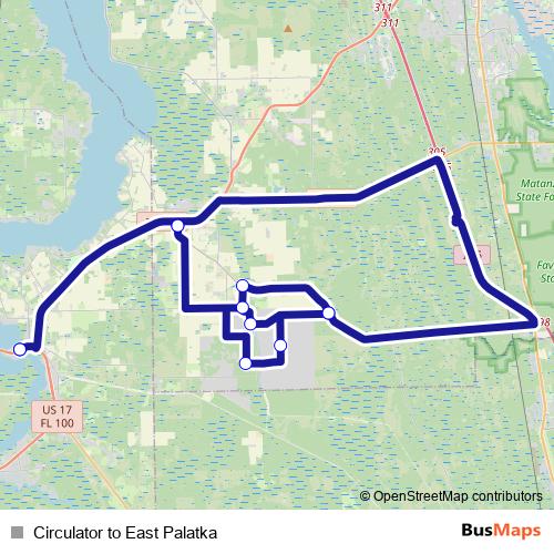 Circulator to East Palatka bus Line Map