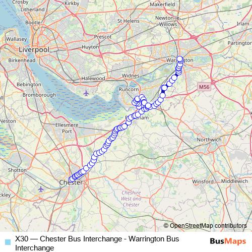 X30 bus Line Map