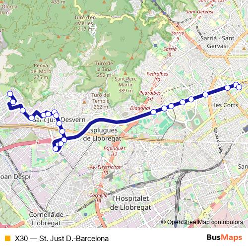 X30 bus Line Map