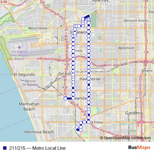 211/215 bus Line Map