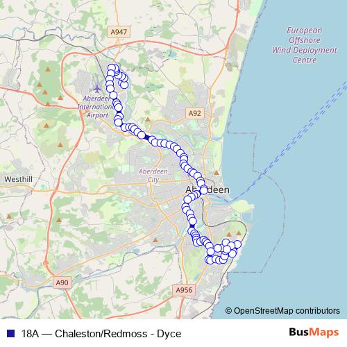 18A bus Line Map