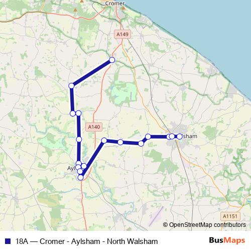18A bus Line Map