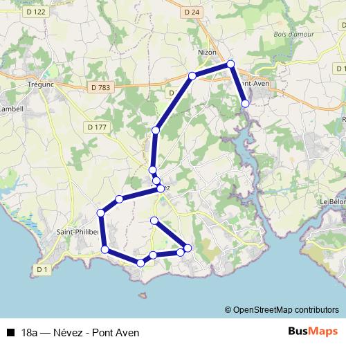 18a bus Line Map
