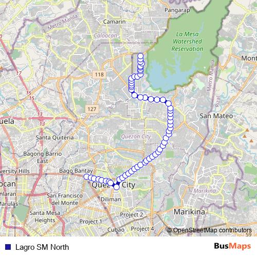 Lagro SM North bus Line Map