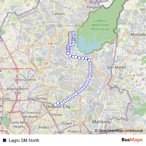 Lagro SM North bus Line Map
