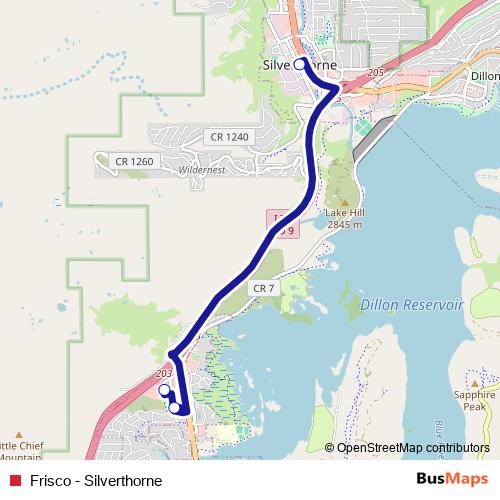 Frisco - Silverthorne bus Line Map