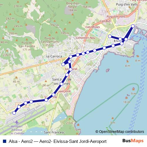 Alsa - Aero2 bus Line Map