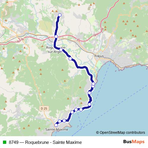8749 bus Line Map