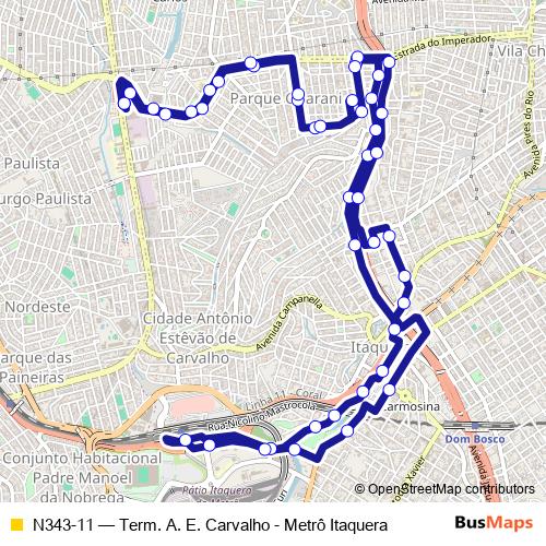 N343-11 bus Line Map