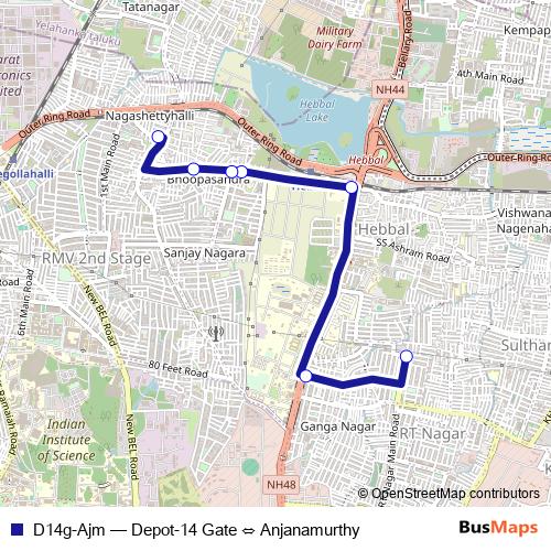D14g-Ajm bus Line Map
