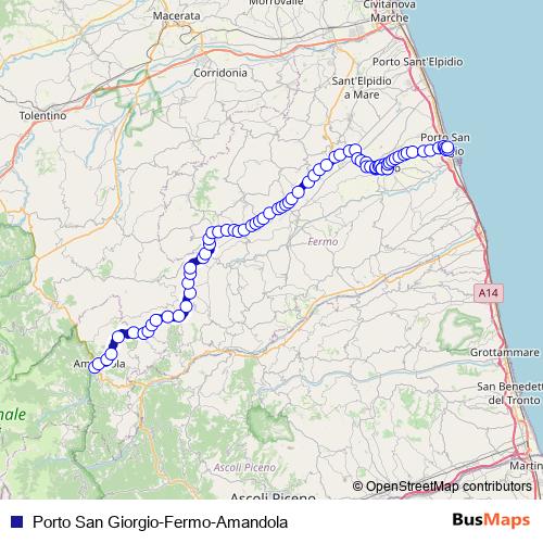 Porto San Giorgio-Fermo-Amandola bus Line Map
