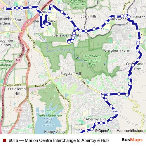 601a bus Line Map