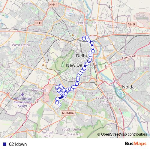 621down bus Line Map