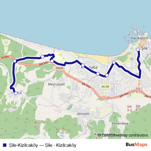 Şile-Kizilcaköy bus Line Map
