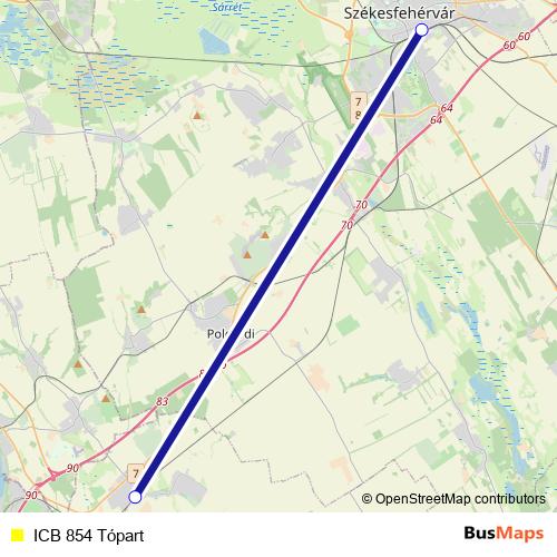 ICB 854 Tópart bus Line Map