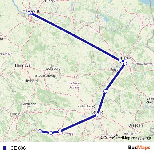 ICE 806 rail Line Map