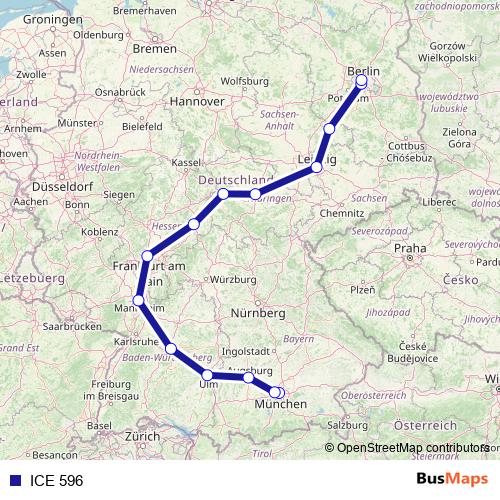 ICE 596 rail Line Map