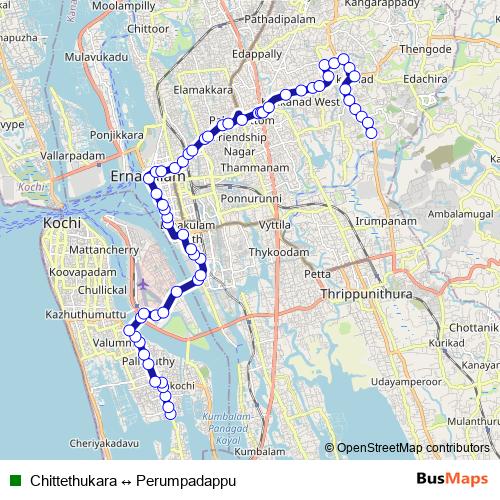Chittethukara ↔ Perumpadappu bus Line Map