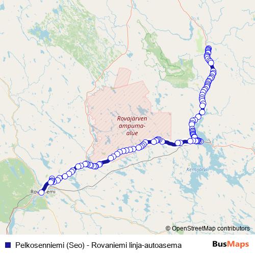 Pelkosenniemi (Seo) - Rovaniemi linja-autoasema bus Line Map
