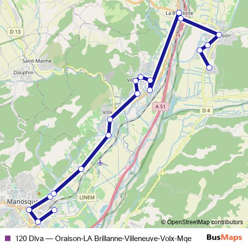 120 Dlva bus Line Map