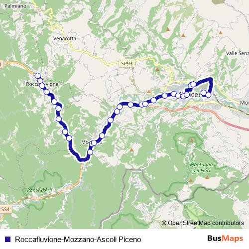 Roccafluvione-Mozzano-Ascoli Piceno bus Line Map