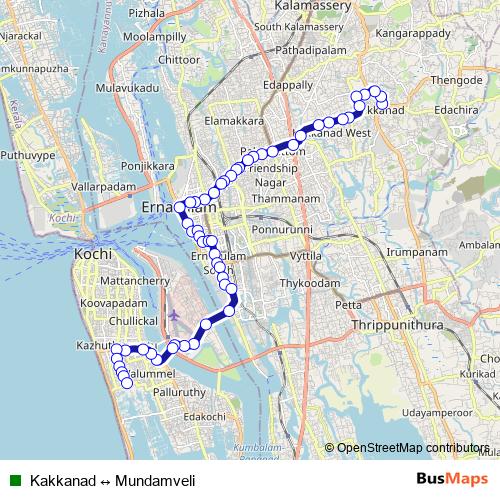 Kakkanad ↔ Mundamveli bus Line Map