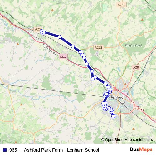 965 bus Line Map