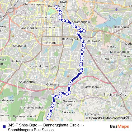 345-F Snbs-Bgtc bus Line Map