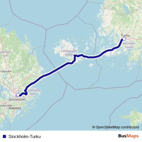 Stockholm-Turku ferry Line Map