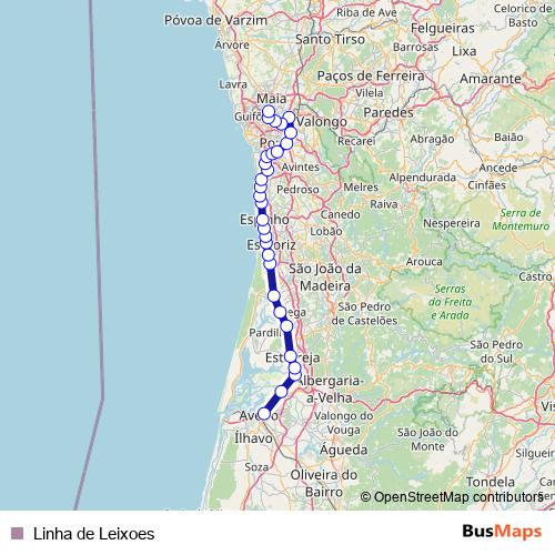 Linha de Leixoes rail Line Map