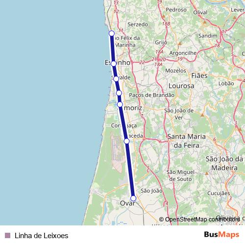 Linha de Leixoes rail Line Map