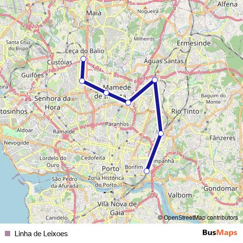 Linha de Leixoes rail Line Map