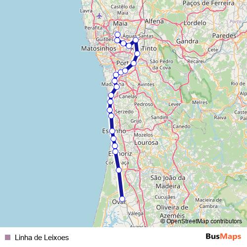 Linha de Leixoes rail Line Map