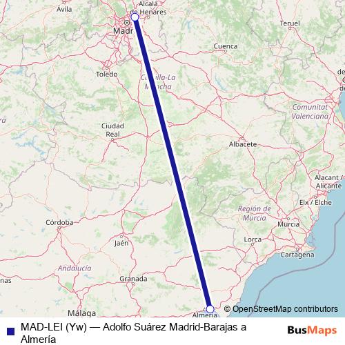 MAD-LEI (Yw) air Line Map