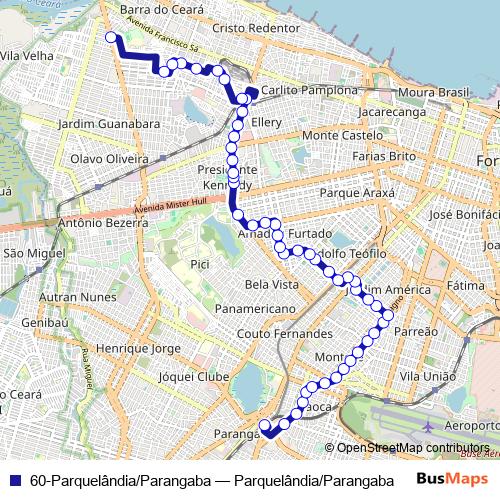 60-Parquelândia/Parangaba bus Line Map