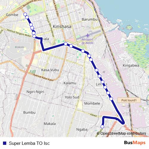Super Lemba TO Isc bus Line Map